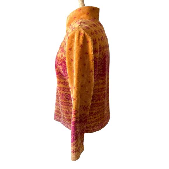 Vintage Talbots Pink Orange Nordic Plush Fleece Pullover 1/4 Zip Women's S P - Picture 4 of 7